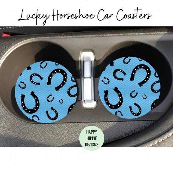 Lucky Horseshoe Car Coaster 2 Pack - Picture 1 of 4